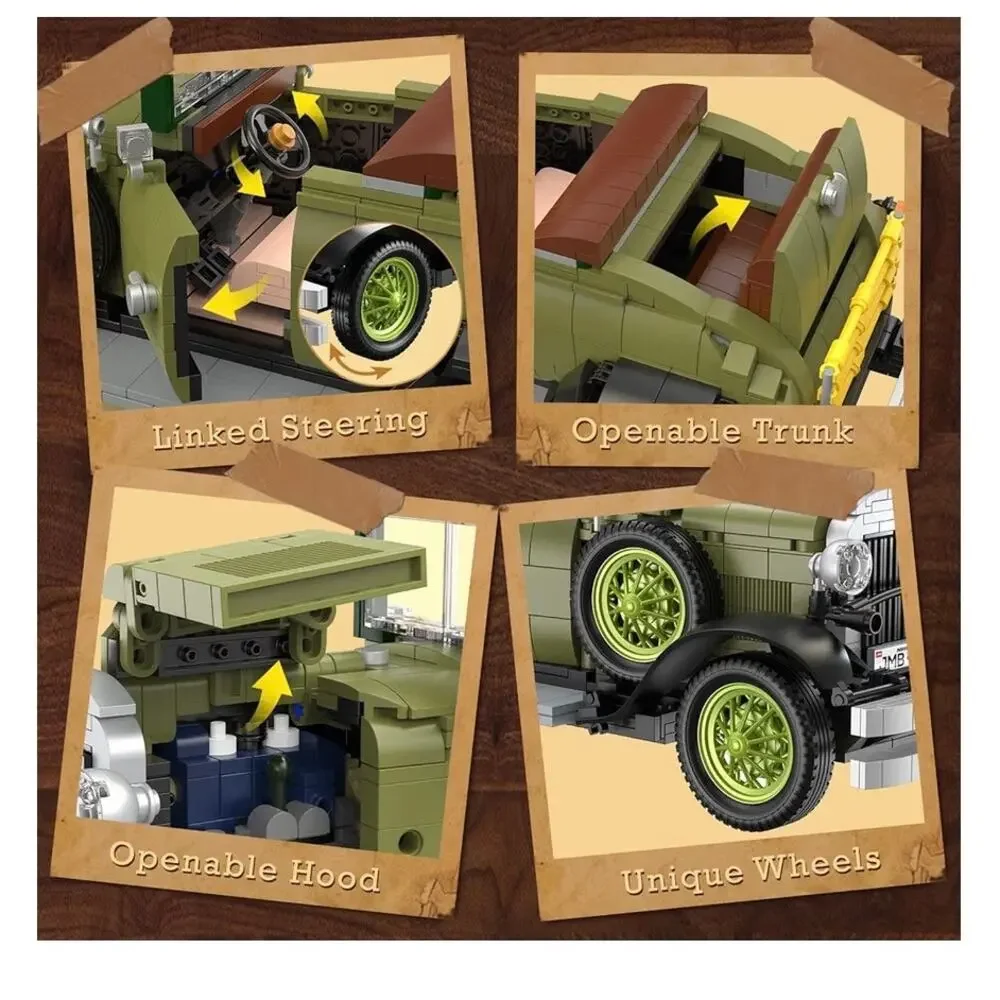 JMBricklayer Vintage Cars Building Sets for Adults with Lights 50001 (C220)